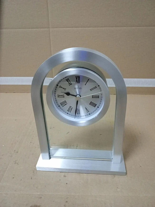 Acctim 36757 Bathgate Glass Pendulum Mantel Clock Analog Modern Silver