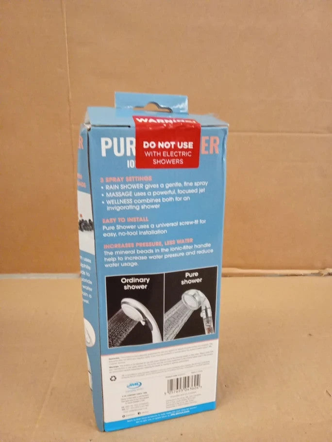 JML 3 Function Pure Shower Ionic Head Mineral Bead Filtration Plus Chrome New