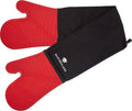 Masterclass Oven Gloves Heat Resistant Silicone Cotton Double Sided Black New