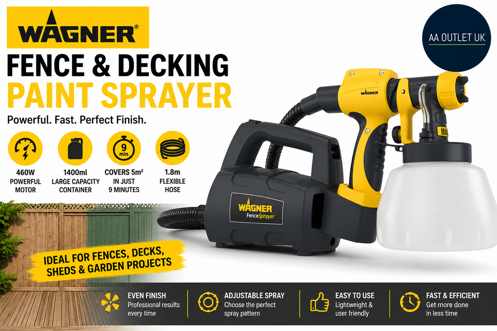 WAGNER Fence Decking Paint Sprayer 460W 1400ml Covers 5m² 9min 1.8m Hose Design