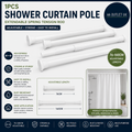 1pcs Shower Curtain Pole 76 To 160cm Extendable Poles White Adjustable Spring