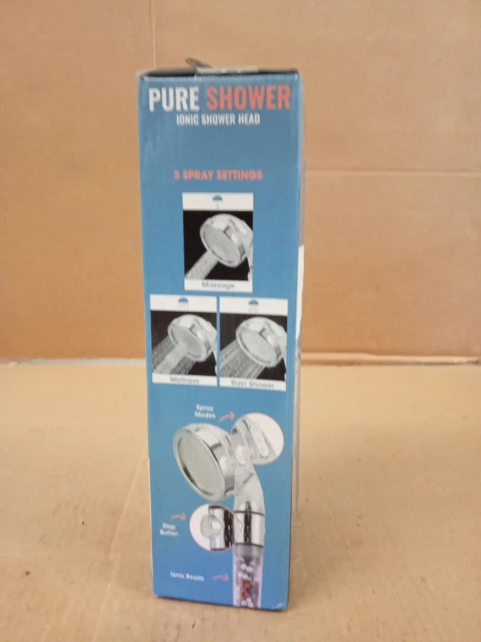 JML 3 Function Pure Ionic Shower Head Mineral Bead Filtration Chrome New