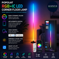 Popolat LED Floor Modern Standing Lamp RGB IC Smart Corner 50in Tall