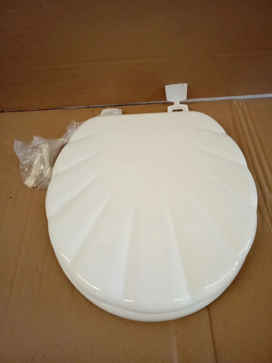 Home Shell Moulded Wood Toilet Seat Adjustable 41.9x37.2x6.2cm White