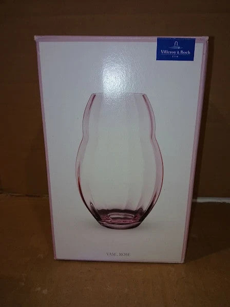 Villeroy Boch Rose Garden Home Vase 20cm Crystal Glass Pink Round 1x1x1in