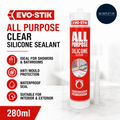 EVO STIK All Purpose Clear Silicone Sealant 280ml Shower Bathroom Anti Mould