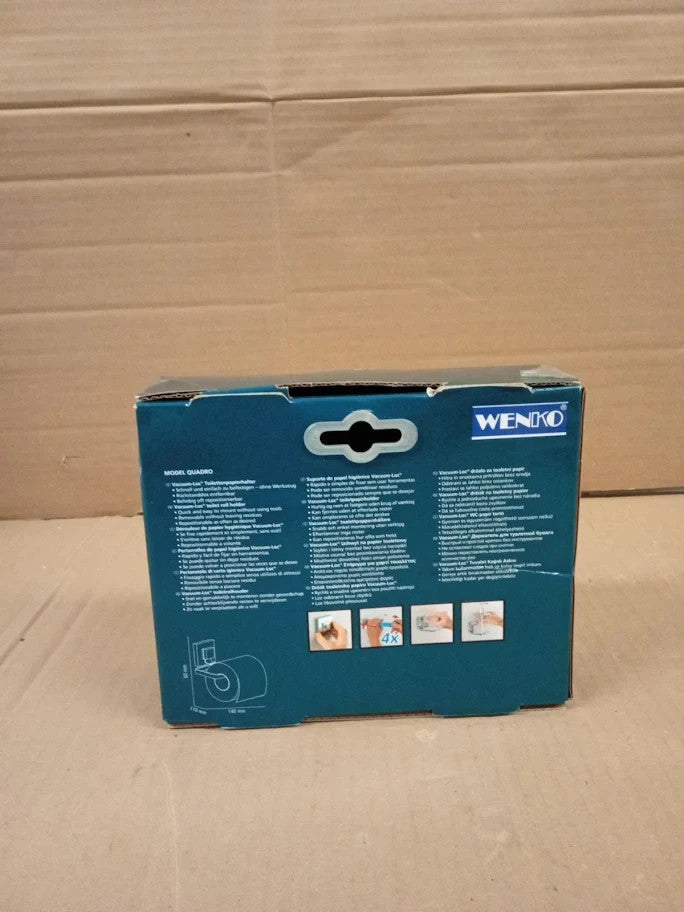 Wenko 22687100 Vacuum Loc Toilet Paper Holder Quadro Stainless 14x6 x11cm New