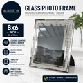 Glass Photo Frames 8x6 Crushed Diamond Sparkly Picture Silver Mirror Design New