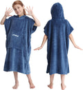 Hiturbo Kids Changing Robe Towel Poncho Bath Hooded Beach 115x150cm Navy New
