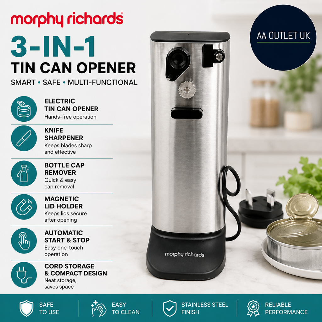 Morphy Richards 3in1 Electric Tin Can Opener Knife Sharpener Bottle Cap 432030