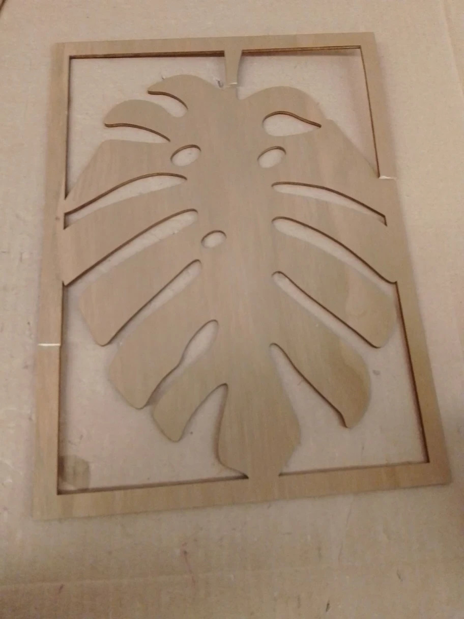 Huakaile 3pc 30x22cm Tropical Wall Art Decor 3D Leaf Wooden Carved Dark Brown