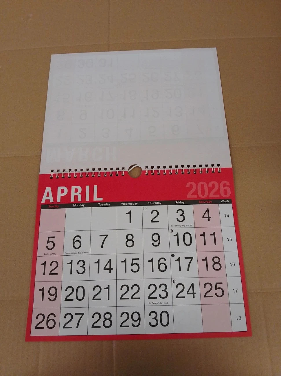 UKDD 2026 A4 Wall Calendar Planner Home Office Easy View Large One Month New