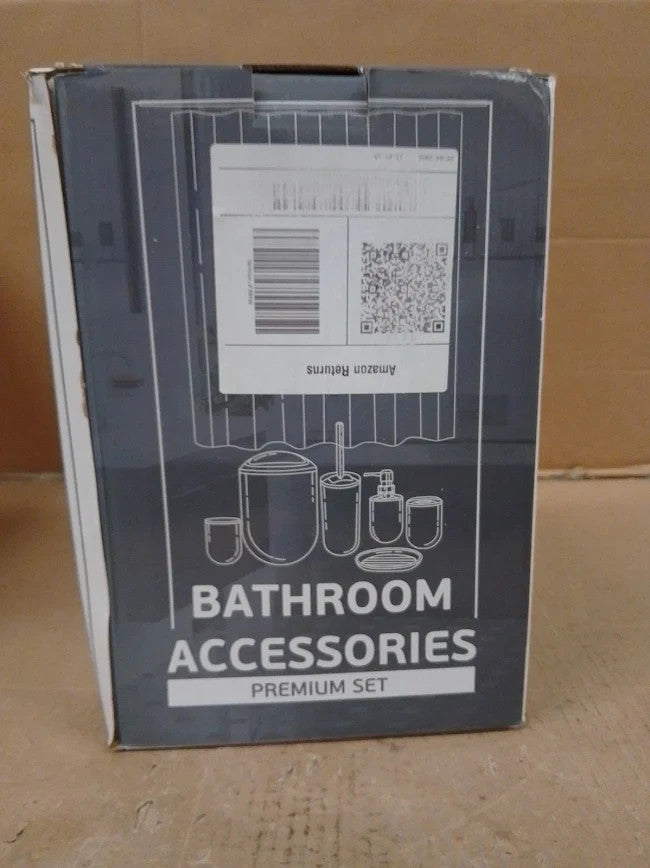 Clara Clark Bathroom Set Gray Bathroom Accessories Set Navy Plastic