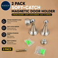 2 Pack Soft Catch Magnetic Holder Doorstops Stainless Steel Wall Mount Door Stop