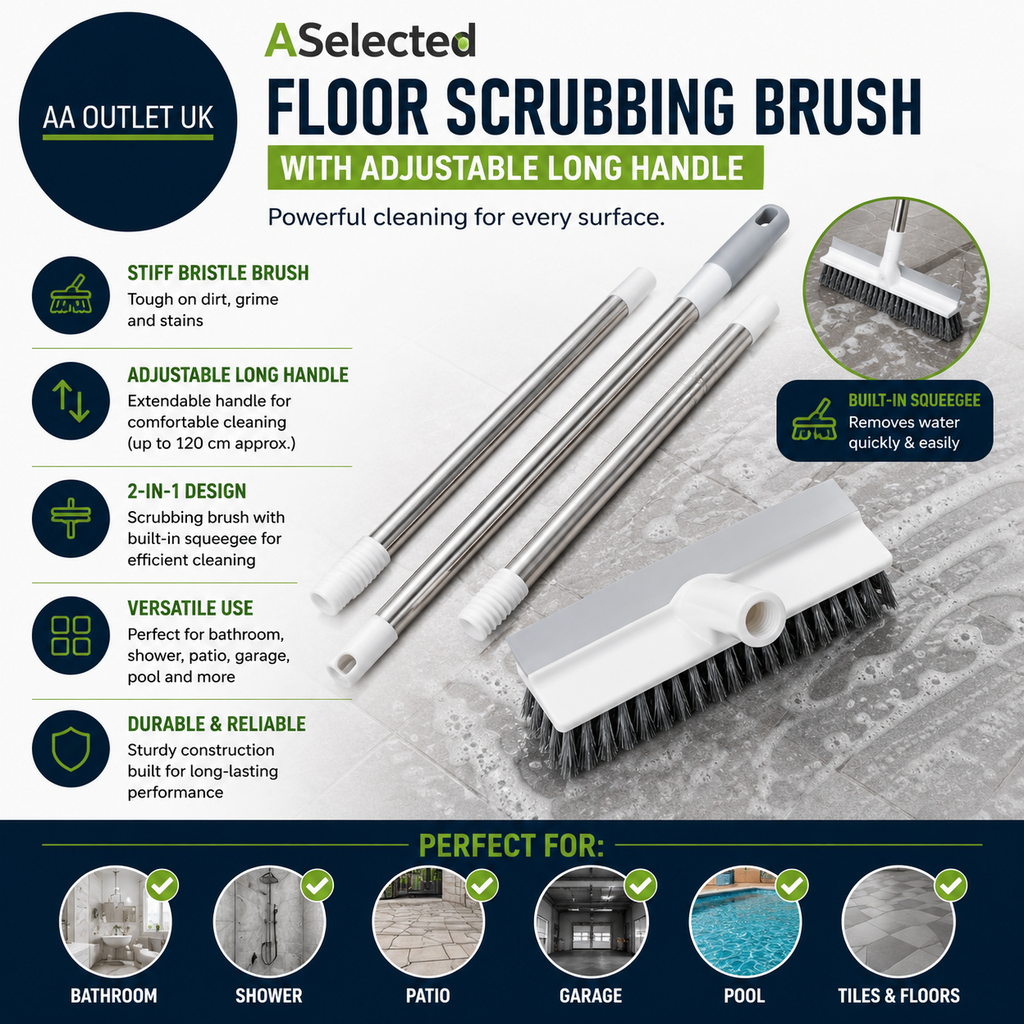 ASelected Floor Scrubbing Brush With Adjustable Long Handle Stiff Bristle
