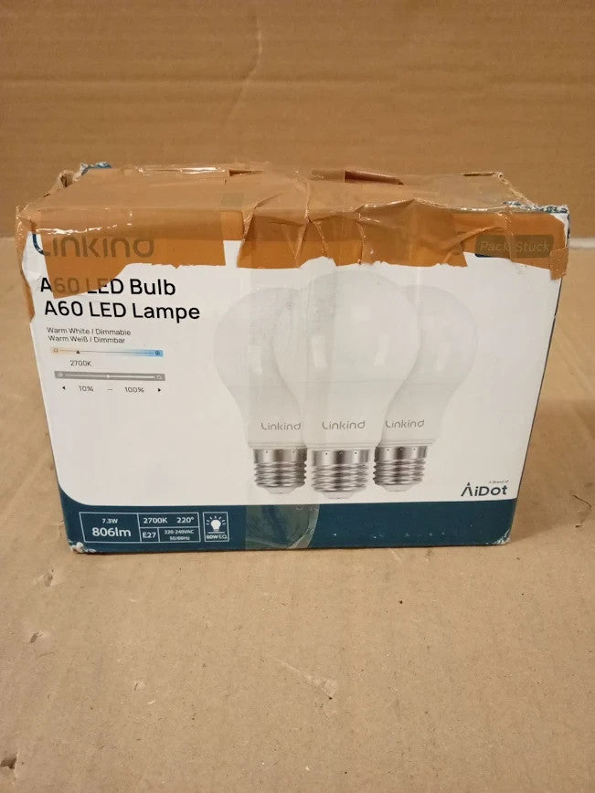 Linkind Dimmable E27 Screw Bulb 7.3W E27 Edison ES LED Light Warm White