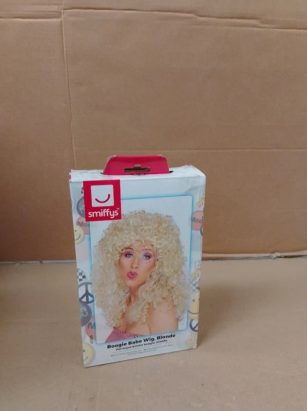 Smiffys Boogie Babe Wig Blonde Long Curly 1980s Fancy Dress Adult Dress Up New