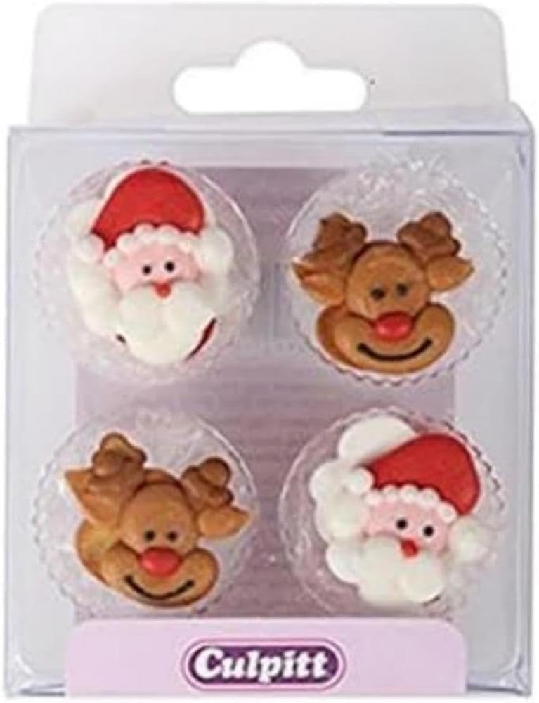 Culpitt Santa & Rudolph Sugar Pipings Edible Royal Icing Decorations Festive New