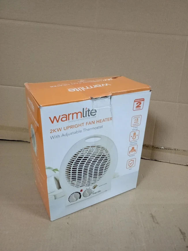 Warmlite Thermo Fan Heater 2 Heat Settings Overheat Protection White New