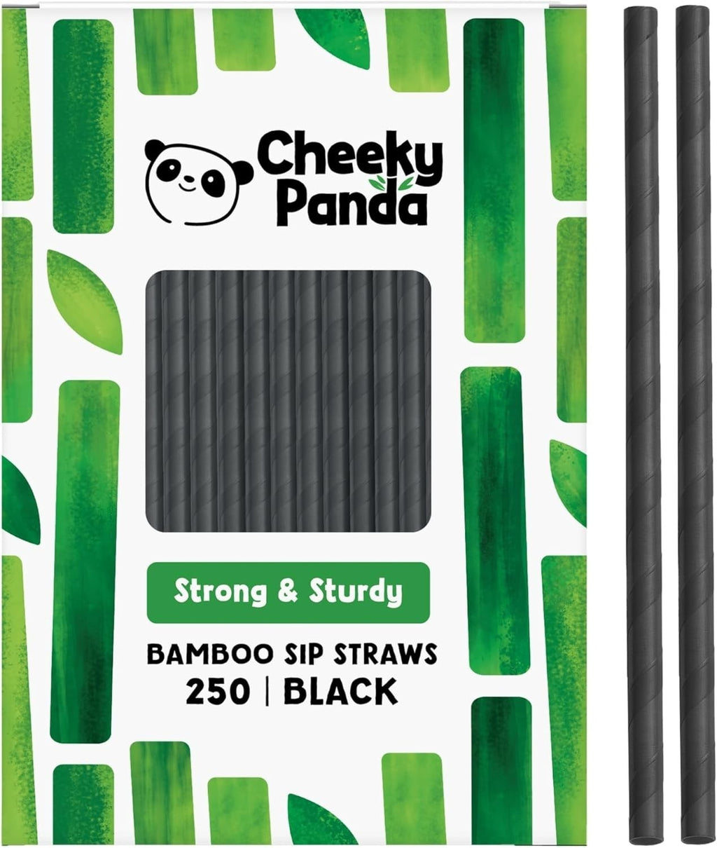 The Cheeky Panda Bamboo Paper Cocktail Straws 250 Black Paper Straws New