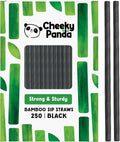 The Cheeky Panda Bamboo Paper Cocktail Straws 250 Black Paper Straws New