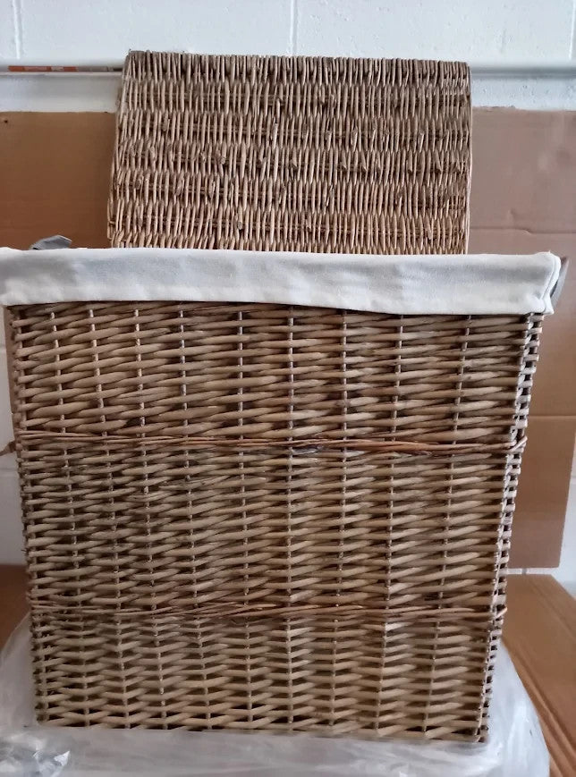 Argos Home 2 Compartment Willow Laundry Basket 56x55x35cm Capacity 100L Grey