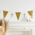 Amscan Botanic Cross Reusable Plastic Bunting Party Decoration Gold White New