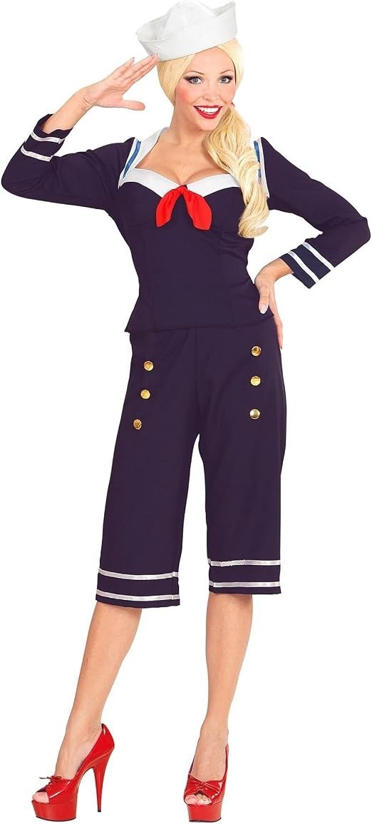 Widmann 00342 Adult Costume 50s Pin Up Sailor Shirt Pants Hat Medium New
