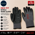 DEX FIT Nitrile Work Gloves FN330 3D Comfort Stretchy Fit Firm Grip Thin XL Grey