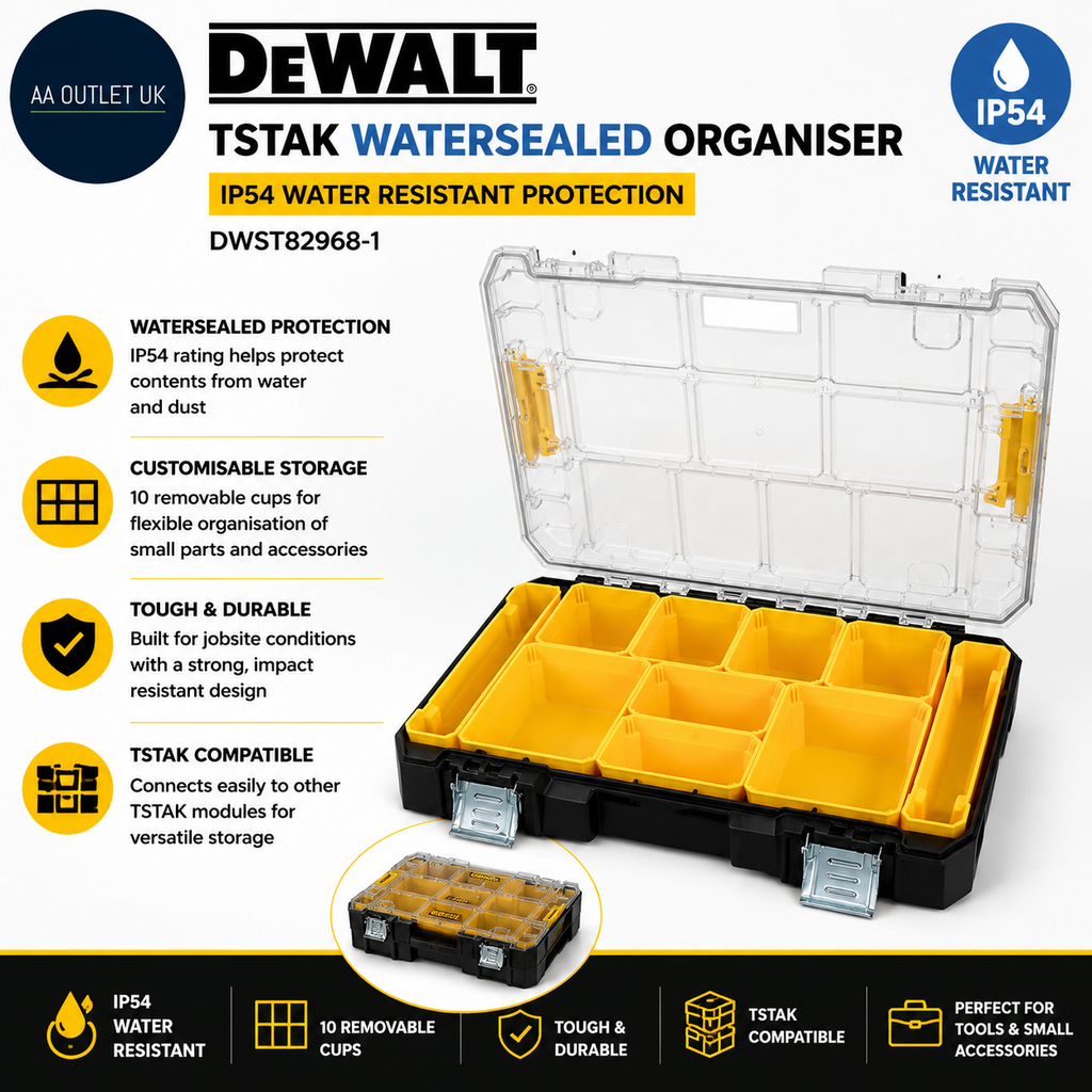 DEWALT ‎DWST829681 TSTAK Watersealed Organiser One Size Black Yellow