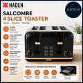 Haden Salcombe Black 4 Slice Toaster Dual Control Retro Design 2300w 21x27x28cm