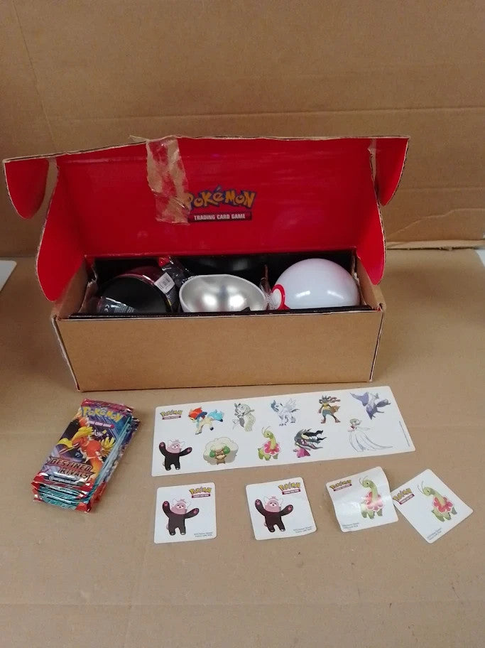 Pokemon TCG Ball Tin Bundle Premier Ball Repeat Booster Packs Sticker Sheets