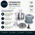 Kenwood MultiPro Go FDP22. 130GY Food Processor Chopping Slicing Grating 650W