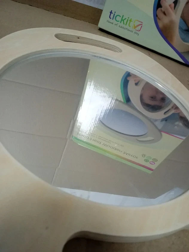 Tickit Hand Held Wooden Mirror Lightweight Easy Hold Child Mirror New