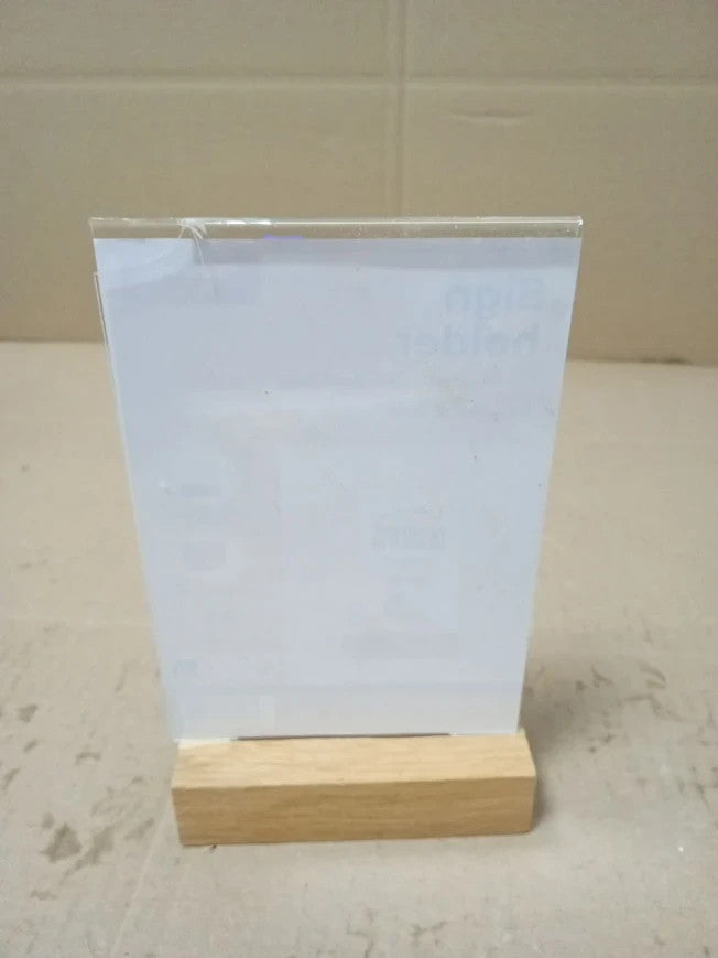 Europel Sign Holder A6 Portrait Durable FSC Certified Oakwood Base Double Sided