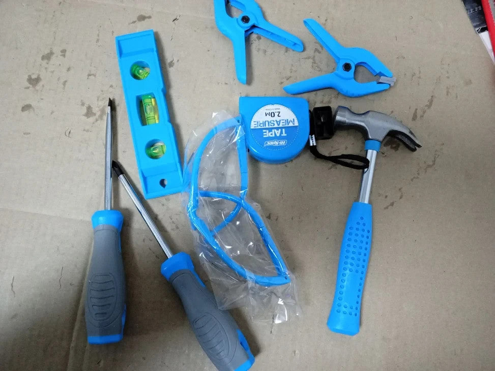 Hi Spec Blue Kids Tool Kit Set Child Size Tool Belt Real Set Ages 5-7yrs