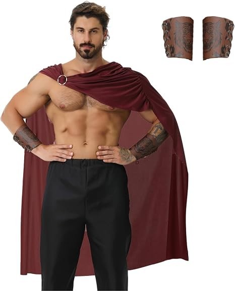 MaxToonrain Mens Spartan Warrior Costume 2 Pieces Wristbands Greek Roman Dress