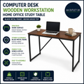 Computer Desk Wooden Workstation Home Office Study Table Black Metal Brown New