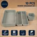 ASelected 10 Pieces Drawer Organiser Interlocking Dividers Plastic Storage New