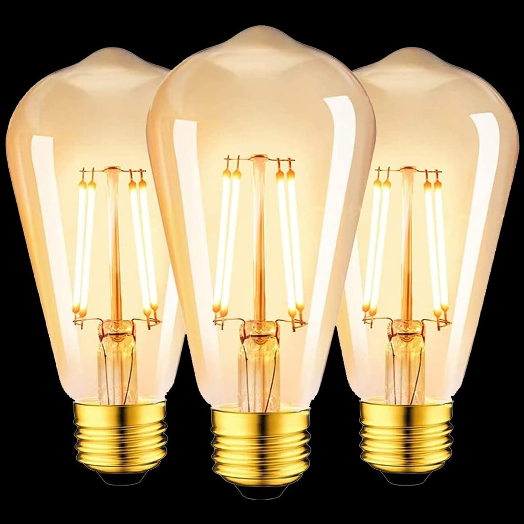 Fasuty E27 Edison Light Bulbs Dimmable LED Vintage CRI 90+ Filament 3pc New