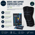 Modvel Knee Support Compression Sleeve Unisex 2 Pack Running Brace ACL 3XL