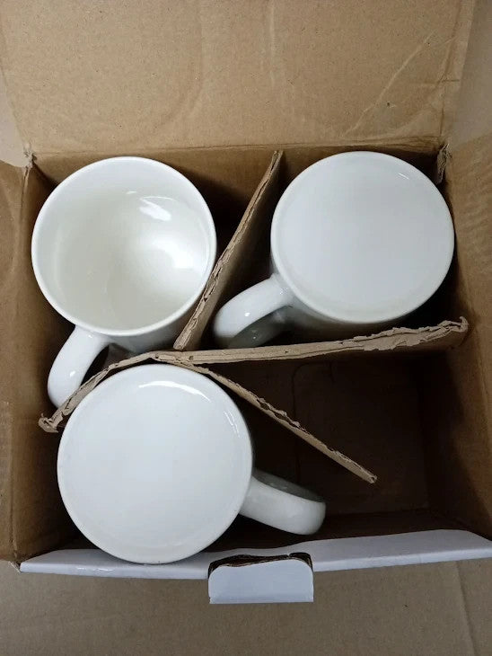 Baker Ross Design Own Mugs Pack 3 White Porcelain Mugs Kids Decorate Arts