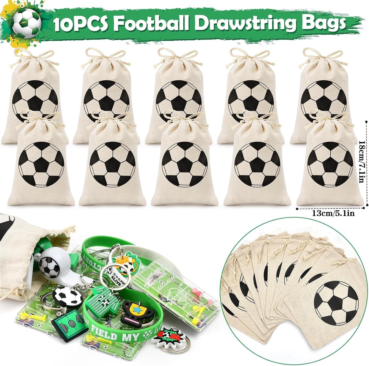 Toyssa Football Party Bags Fillers Kids Pinball Toys Ballons Drawstring New