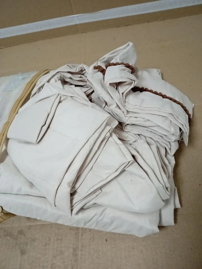 Herside Soft Taupe Bedding Set Brown Ball Duvet Cover Set Super King Size New