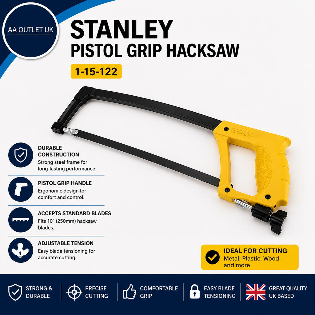 Stanley Pistol Grip Hacksaw 1 15 122 High Speed Steel Multi Colour Manual