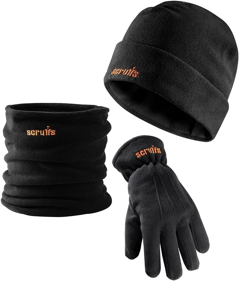 Scruffs T54874 Winter Essentials 3 Pieces Fleece Hat Neck Warmer Gloves Black