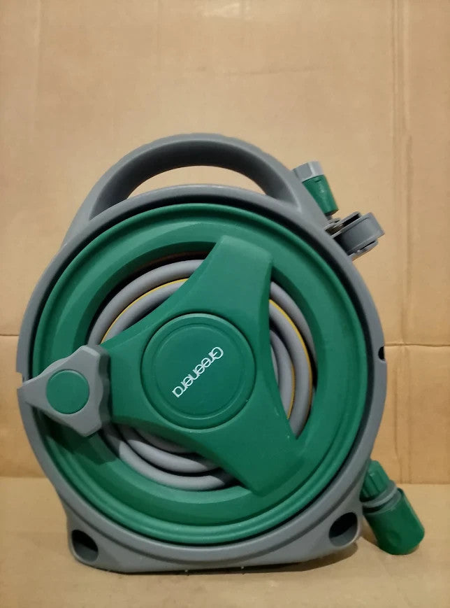 Garden Hose Reel 14m Compact Portable Hose Pipe Reel 8 Adjustable Green New