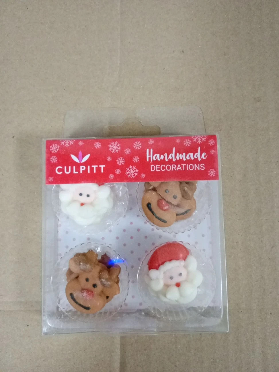 Culpitt Santa & Rudolph Sugar Pipings Edible Royal Icing Decorations Festive New