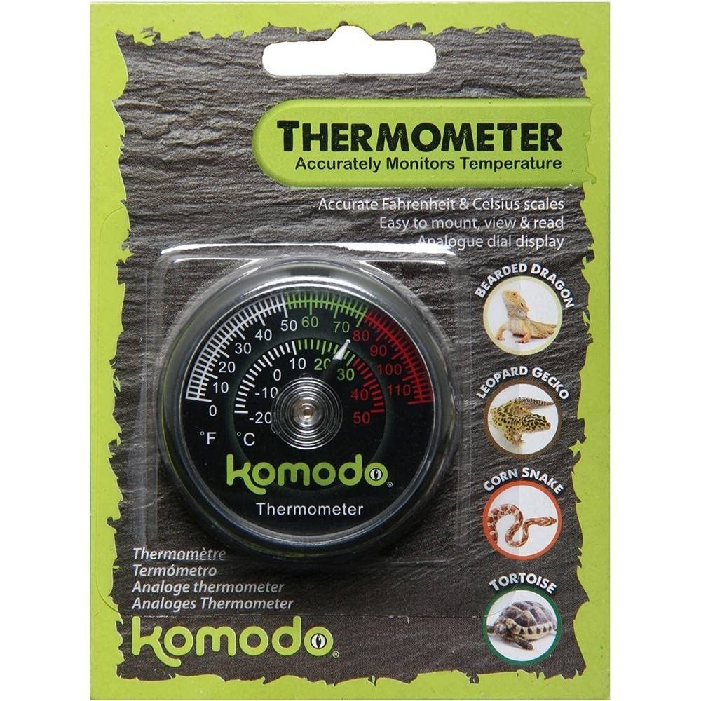 Komodo Thermometer Analog Accurately Monitors Temperatur Test Black New