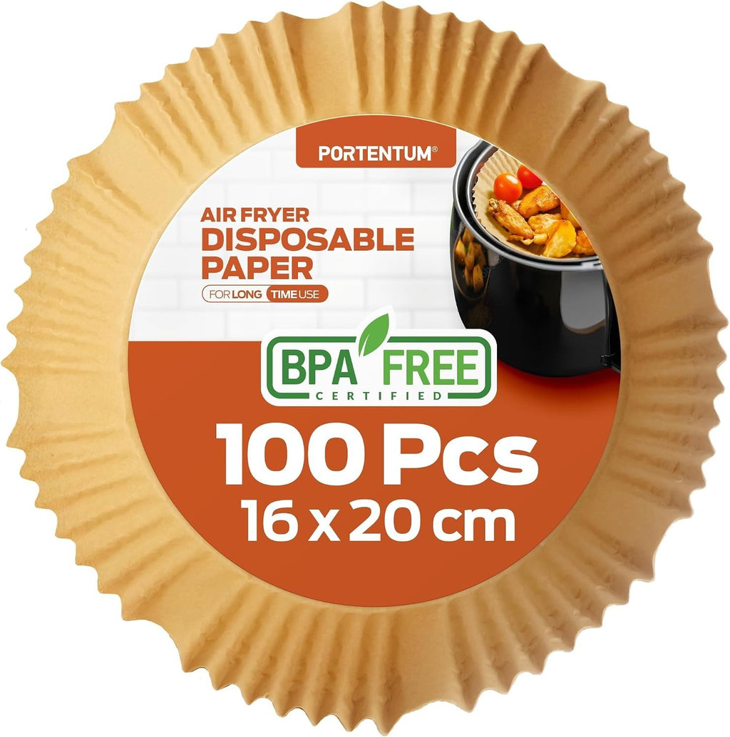 Portentum Air Fryer Liners 100 Count Food Grade BPA Free 7.9in Round Paper